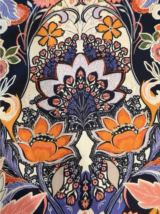 DR2 Women’s M Navy Blue Floral Paisley Boho Sleeveless Shift Dress Medium - Picture 5 of 13